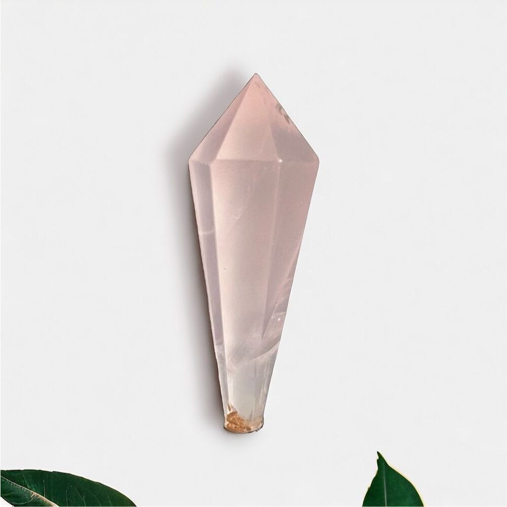 Rose‎ Quartz Crystal Point Meditation Scepter Wand